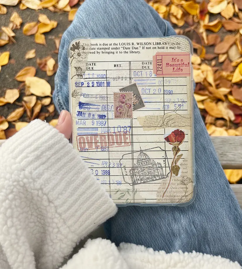 Bookish Library Card Insert for Clear Kindle Cases, Aesthetic Digital Ebook Device Accessory for Book Lovers, Cozy Reading Decor