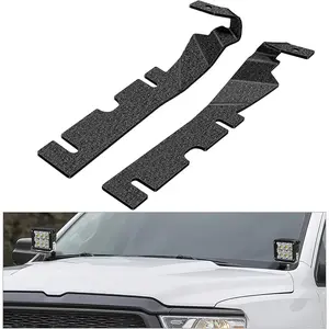 Nilight Ditch Light Brackets Hood Hinges Mount Brackets for Auxiliary Offroad LED Pod Light Work Light on 2009-2018 Dodge RAM 1500 2500 3500, 2 Years Warranty,Black