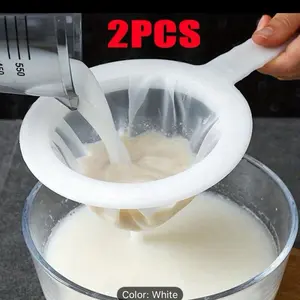 2 pcs White Mesh Strainer for Soy Milk Juice Reusable Durable Kitchen Tool