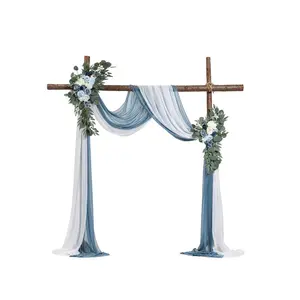 fathersdaygift VEVOR Artificial Wedding Arch Flowers Kit, Blue Wedding Arch Flowers with Drapes Kit (Pack of 4) - 2 Pcs Floral Arrangement, 2 Pcs Sheer Drapes, for Ceremony Bouquets Reception Backdrop Decoration