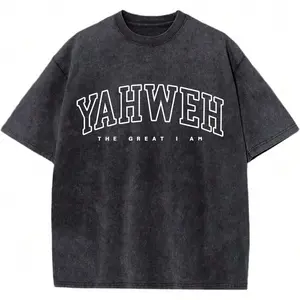100% Cotton Christian Yahweh Religious Shirts Jesus God Bible Verse Shirt Graphic Tees Acid Wash Tshirt Cotton Tops- Unisex Women's & Men Campus Daily Wear