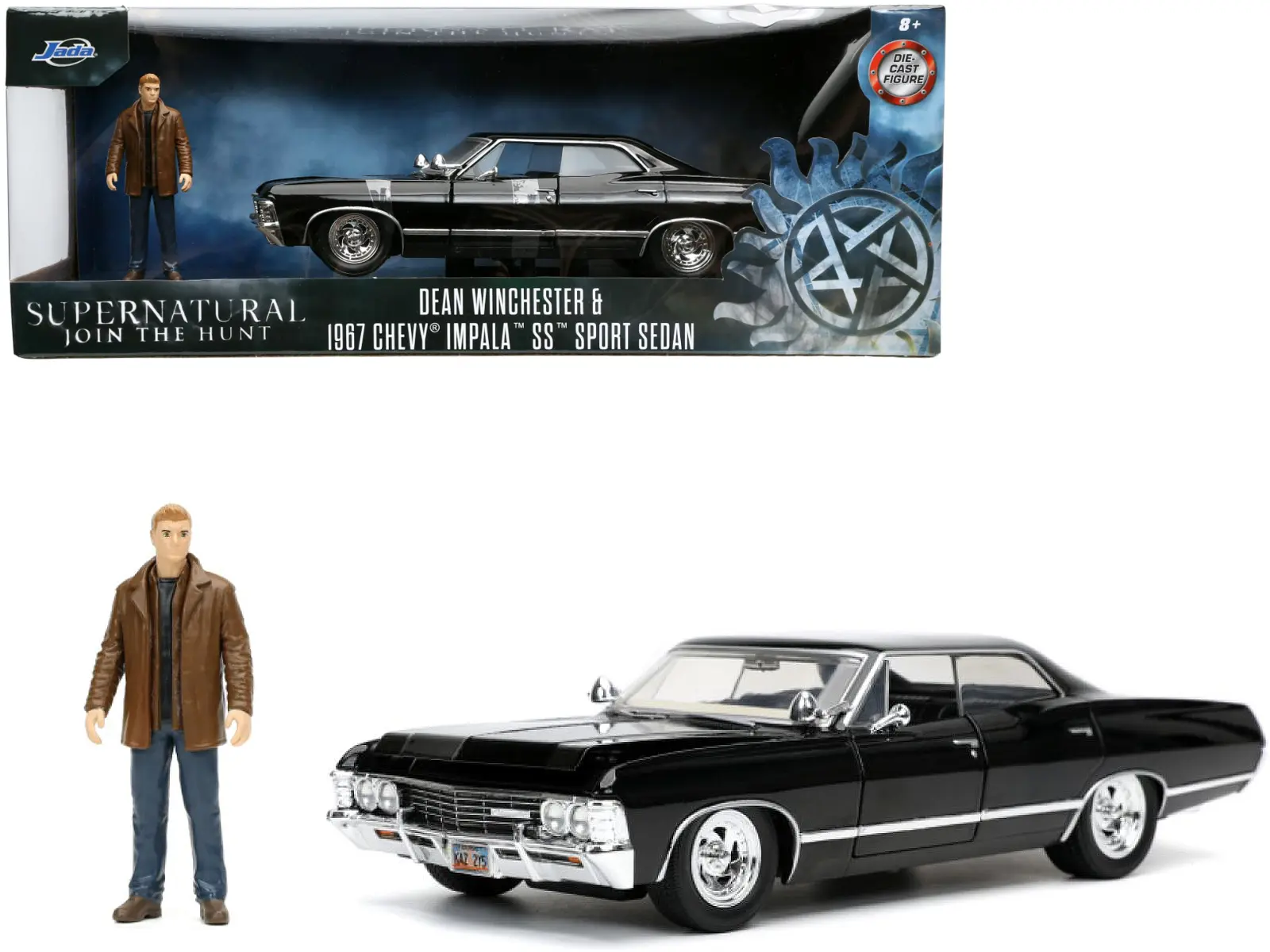 1967 Chevrolet Impala SS Sport Sedan Black & Dean Diecast Figurine "Supernatural" TV Series 1/24 Diecast Model Car Jada