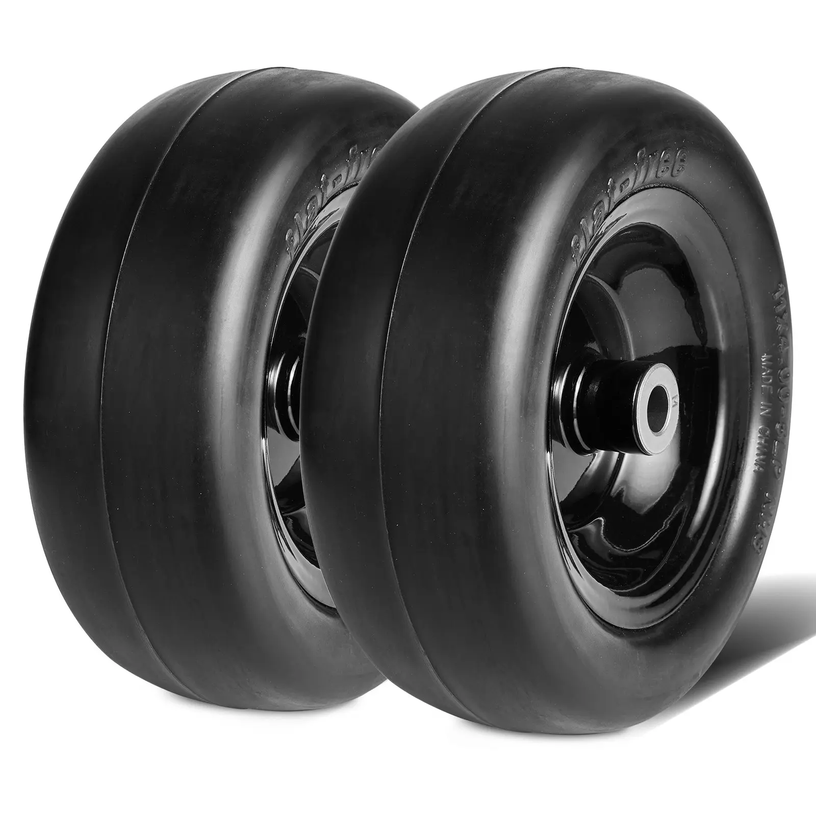 【Summerfinds】 VEVOR Tubeless Mower Wheels, 11x4-5 Size, Pair of Flat-Free PU Tires on Rims, 3.4 Hub, 3/4 Bushing, Includes 20 Adapters, Suitable for Riding Mowers and Lawn Tractorsdealsforyoudays