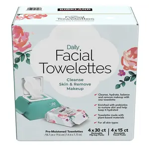 Kirkland Signature Daily Facial Towelettes, 180 Count Cleansing Comfort Gentle Skincare
