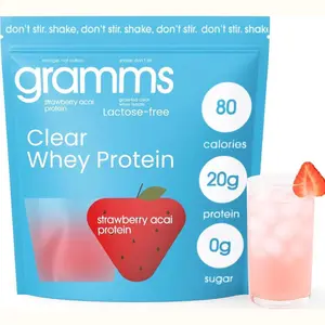 Gramma Strawberry Acai Protein: GRAMMS Clear Protein Powder, Strawberry Acai| 20g Protein Grass-Fed Whey Isolate, Zero Sugar, Zero Lactose, Non-Bloating, Non-GMO, Protein for Women