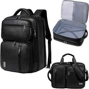 3-in-1 Vegan Leather Convertible Laptop Bag for Men Women, Expandable Travel Backpack Work Briefcase Messenger Bag | Convertible, Expandable, Multi-pocket,