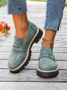 Women's Thick Sole Comfort Shoes, Multifunctional Wide Round Toe Lace-Up Casual Flats, Modern Style All-Season Footwear, 14 Colors Available, Casual Fashion Shoes