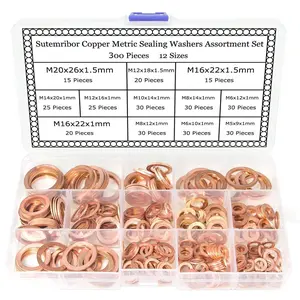 300 count 12 Sizes Copper Metric Sealing Washers Assortment Set