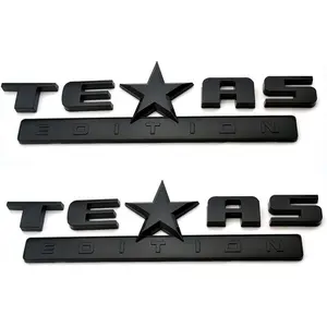 2 Count All Black 3D Texas Edition Emblem Universal Decal for Truck Car Auto Vehicle