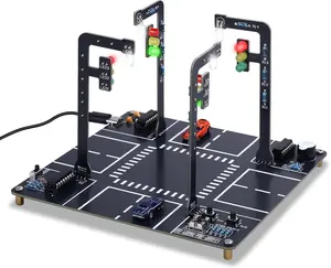 Soldering Practice Kit LED Traffic Light Simulation, DIY Traffic Signal Light Circuit Board Soldering Kit with Sounds, STEM Educational Electronics Projects for Home and School Learning
