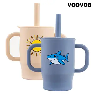 VODVOB Printed Silicone Baby Cup – BPA-Free Spill-Proof Training Cup with Cute Designs & Handles for Toddlers