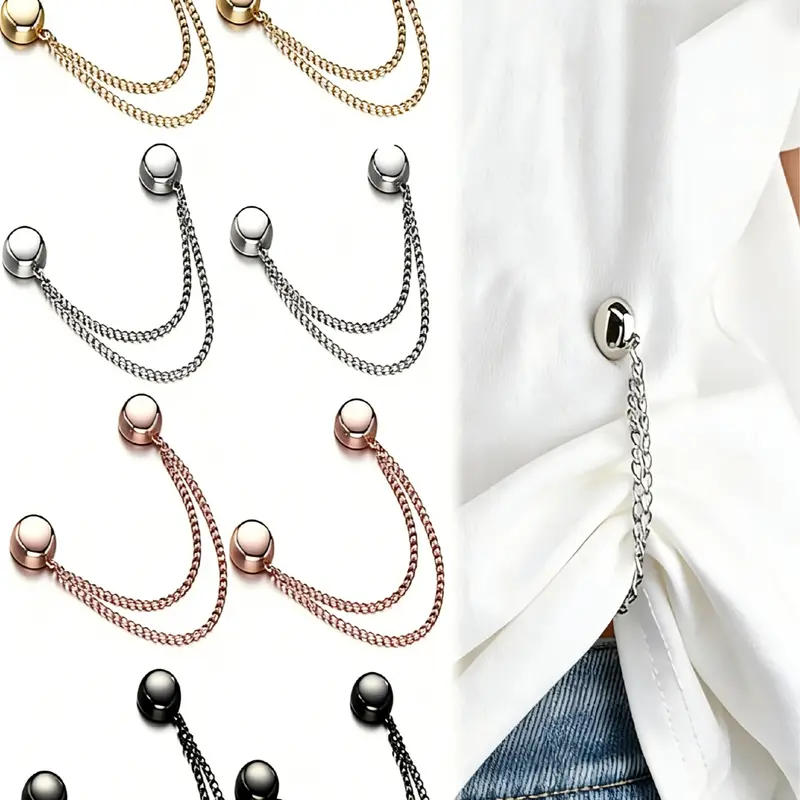 Multi-Function Magnetic Clothing Clips, Magnetic Shirt Clips for Women Clothing, T-Shirt Shortening Magnetic Closure for Cinch T-Shirt Hems, Collar, Pants Hems, Adjustable Clip (8 Pack)