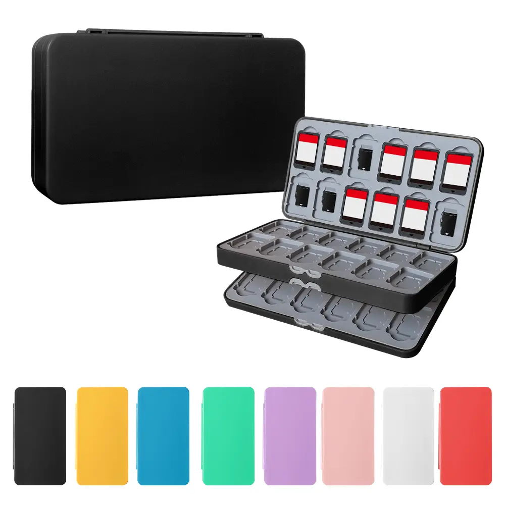 Switch Game Box Stand with 48 Slots & Micro SD Storage, Divided Compartments, Ultra-Thin Portable Travel Gift Accessory, Protective Hard Shell & Soft Lining, Durable Storage Organizer