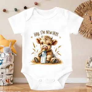 Teddy Bear Holding Bottle Newborn Baby Onesie - Cute Cotton Short Sleeve Bodysuits | Soft One-Piece for Infants 0-24 Months | Everyday Essential for Spring & Summer Unisex baby stuff baby boy clothes Playtime Clothes newborn baby boy clothes