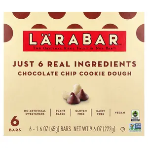 Larabar Real Fruit & Nut Bar™, Chocolate Chip Cookie Dough, 6 Bars, 1.6 oz (45 g) Each