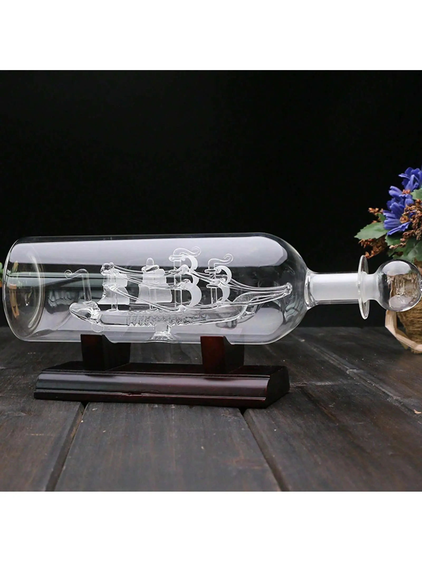 Ochine Ship in a Bottle Glass Bottles Wishing Bottle Inside Miniature Sailing Boat Model Sailing Vessel Sailboat Vintage Ship Art Crafts Gifts Drift Bottle Decoration Table Top Nautical Home Sailboat Decor 9.4x2.4inch