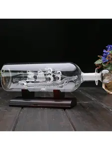 Ochine Ship in a Bottle Glass Bottles Wishing Bottle Inside Miniature Sailing Boat Model Sailing Vessel Sailboat Vintage Ship Art Crafts Gifts Drift Bottle Decoration Table Top Nautical Home Sailboat Decor 9.4x2.4inch