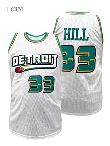 Men's Embroidered Basketball Sport Jersey, Loose Fit Breathable Comfort Vest, Casual Style, All Seasons Wear, Unisex Design