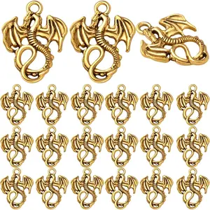100pcs Flying Dragon Charms Demon Fire Dragon Totem Pendants Alloy Animal Bead Charms for DIY Necklace Bracelet Keychains Crafts Jewelry Making Supplies