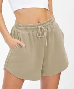 Women's French Terry Basic Comfort Shorts - Lightweight Fabric, Casual Style, Breathable Design