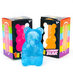 Gummy Bear Sensory Fidget Toy with Jelly-Like Filling Stress Bear Squishy Ball Ultra-Soft Decompression Venting Toys for Kids Calming High Density Squeeze Balls Sugar Filled Squishy Toys