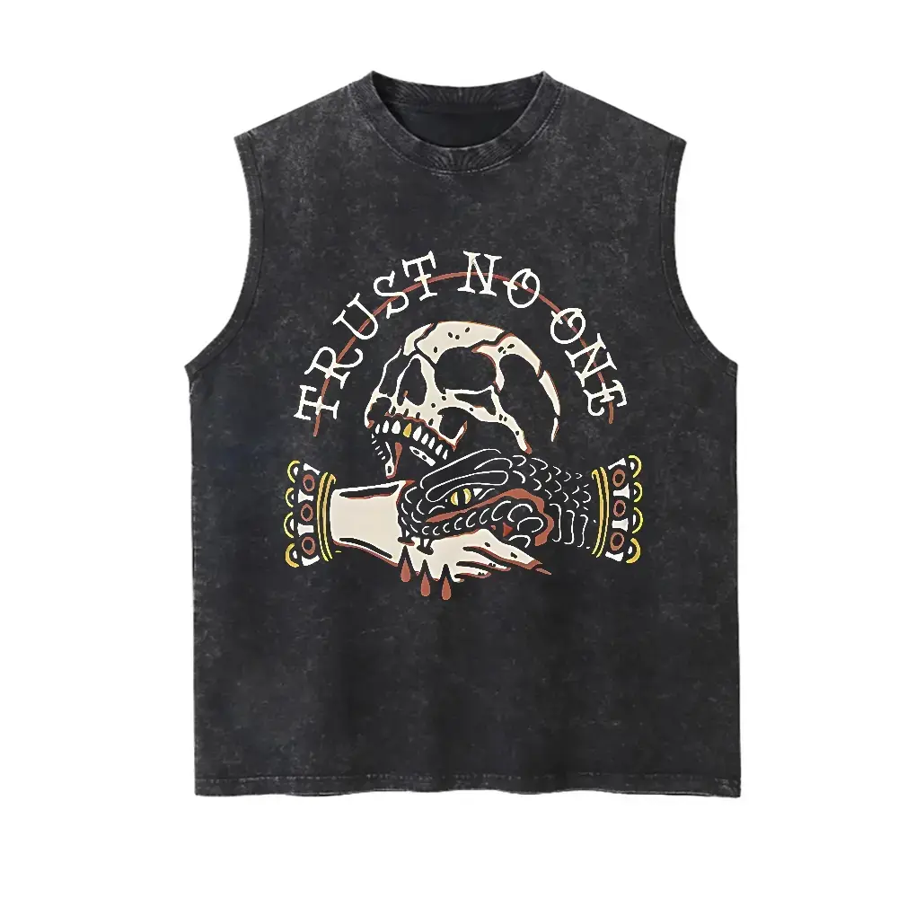 Vintage Washed 90s Graphic Tank Top Men - Oversized Grey Mineral Acid Wash Sleeveless Streetwear Vest, Retro Y2K Summer Vacation Outfit