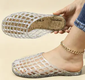 Women's Fashion Slippers-Slip on Jelly MeshSlides Comfortable Closed Toe Flats SandalsSummer Beach Slippers BD If you have wide orthick feet, order half size larger