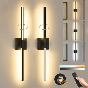 Serbasic 10000mAh Battery Operated Wall Sconce with Touch,Remote Control, 3000/4000/6000K Dimmable Black Wireless Rechargeable Wall Sconce with Timer Function for Living Room, Bedroom, TV