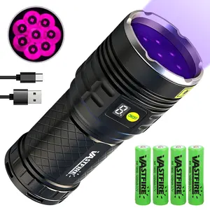 Ultra-high power 365 nm UV flashlight, professional high-power black light lamp with LCD battery display — IPX6 waterproof, three modes, ideal for resin curing, rock detection, scorpion hunting, jade stone inspection, and locating pet urine.