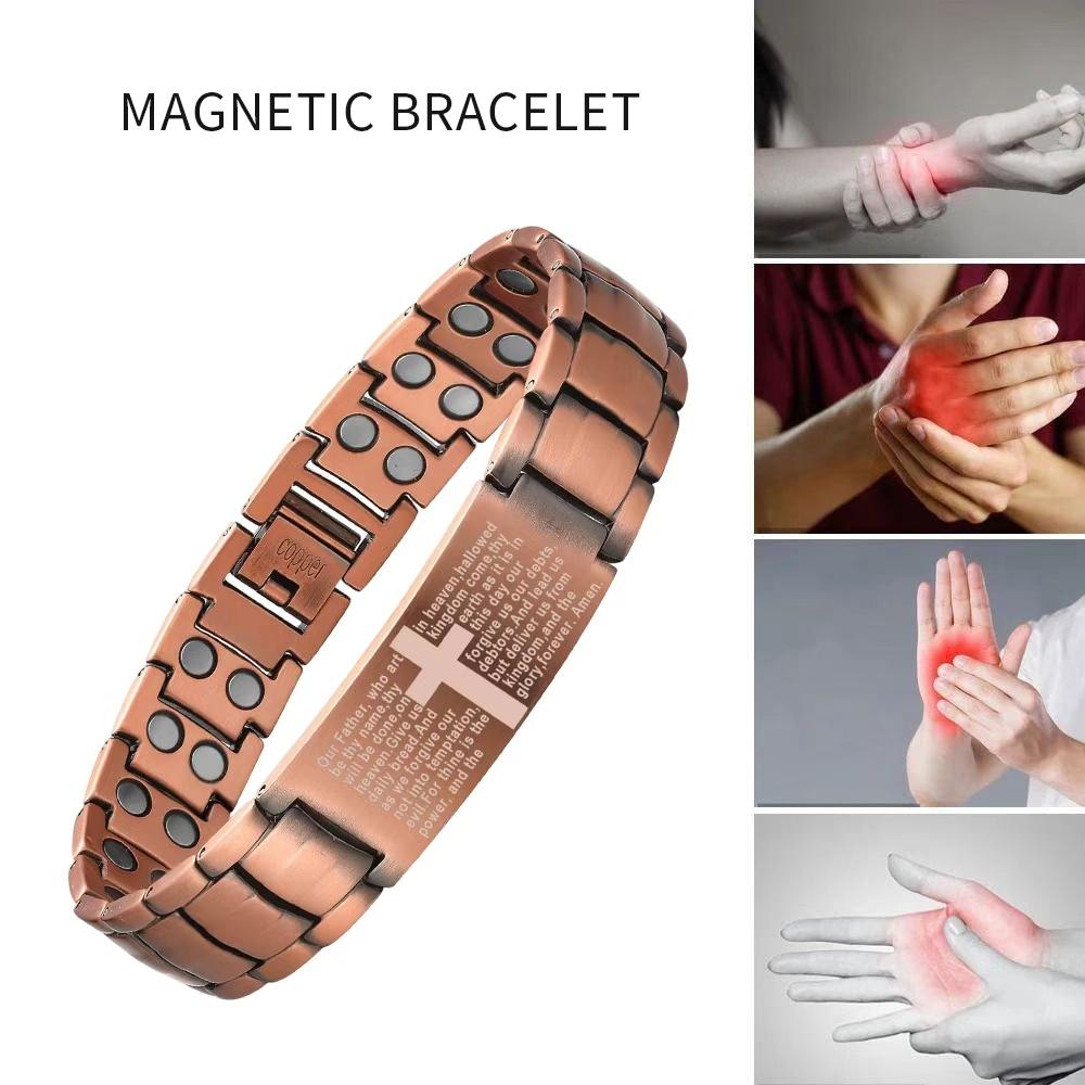 Retro pure copper men's magnetic bracelet, crafted from high-quality pure copper, with a thick and durable texture that doesn't fade easily. It is equipped with powerful magnets, making it suitable for daily wear, as a gift, or for personal use.