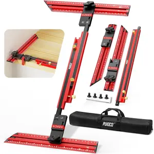 Tread Template Tool, 2026 Integrated Tread Jig - No Assembly Required, Aluminum Alloy Measuring Tool with Edge Stops for Measuring Stairs Riser & Partitions (Red)