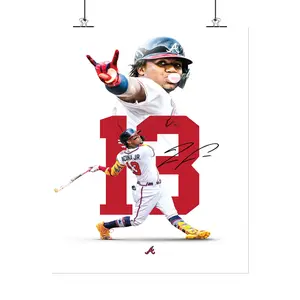[New Sports Decor - Sale Up To 40%] [Unframe] Ronald Acuna.Jr White Out Edition Poster, Baseball Wall Art, Clean Minimal Sports Decor, Inspirational Artwork, Gift for Baseball Fans