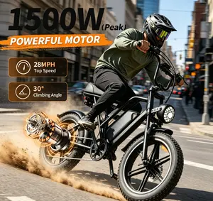 1500W peak adult fat tire e-bike, 48V 20AH detachable battery, 20×4.0 all-terrain tires, full suspension, 7-speed Shimano gear, 30-70 miles long range Retro style electric bike with dual disc brakes, smart LCD display, LED lights, 30° climbing for snow,