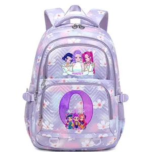 Cute Gift For Girls | kpop- Cartoon Princess Kids Backpack, Pink Floral Print Large Storage School Bag, Soft Padded Strap Lightweight Daypack For Elementary School Daily Travel