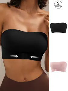2/3/6 Pack/3 colors, Wireless Strapless Bra, Seamless bra tube top Anti-slip front clasp design Great push-up effect Invisible and comfortable lingerie for women's camisole dresses High elasticity with no binding feeling