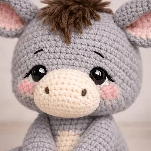 Cute Little Donkey Doll Decoration, Beginner Friendly Crochet Amigurumi Kit, Handmade Crochet for Craft Lovers, DIY Crochet Kit with Tutorial, Crochet Guide