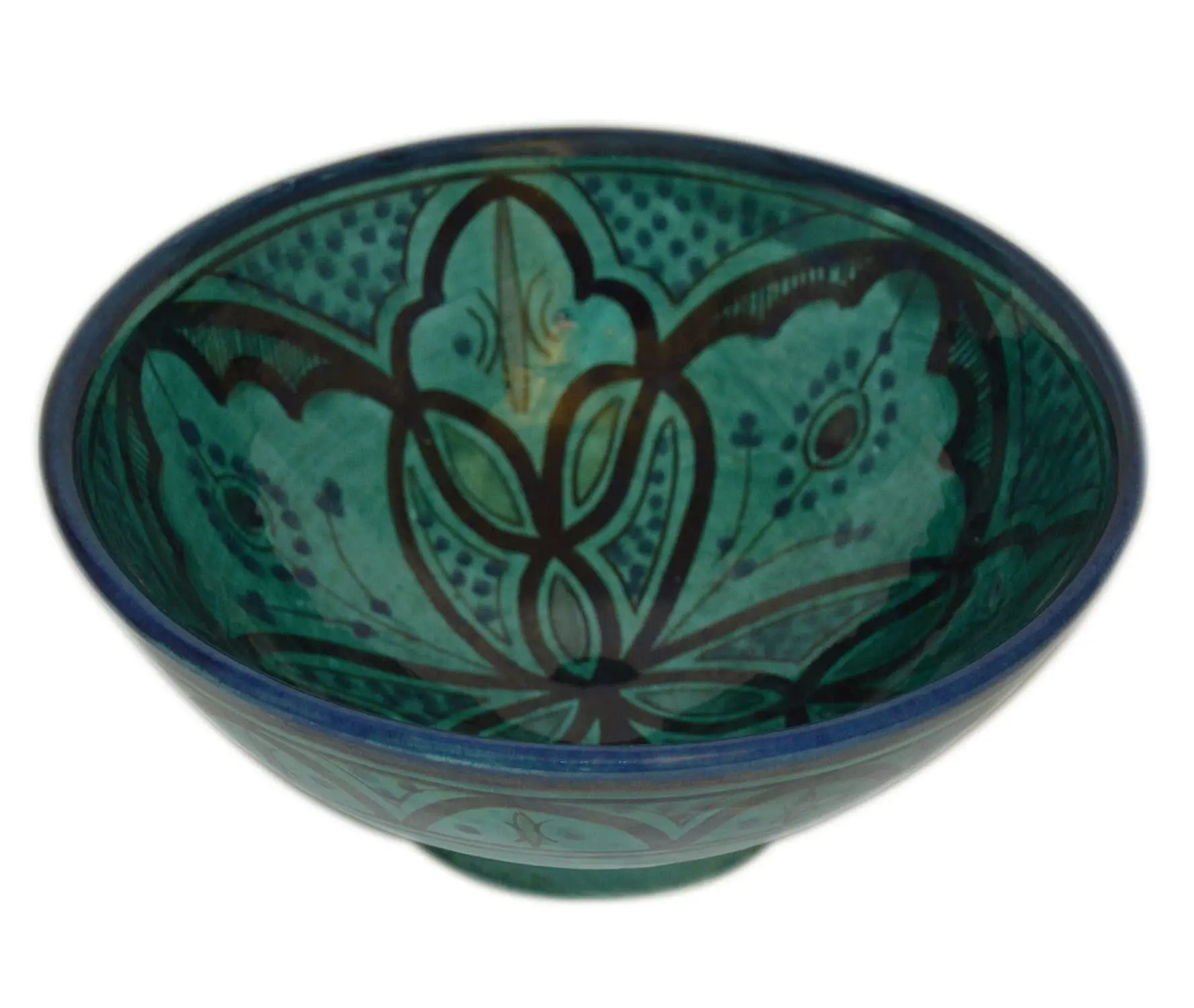 Ceramic Bowls Moroccan Handmade Serving Bowl Yellow With Red