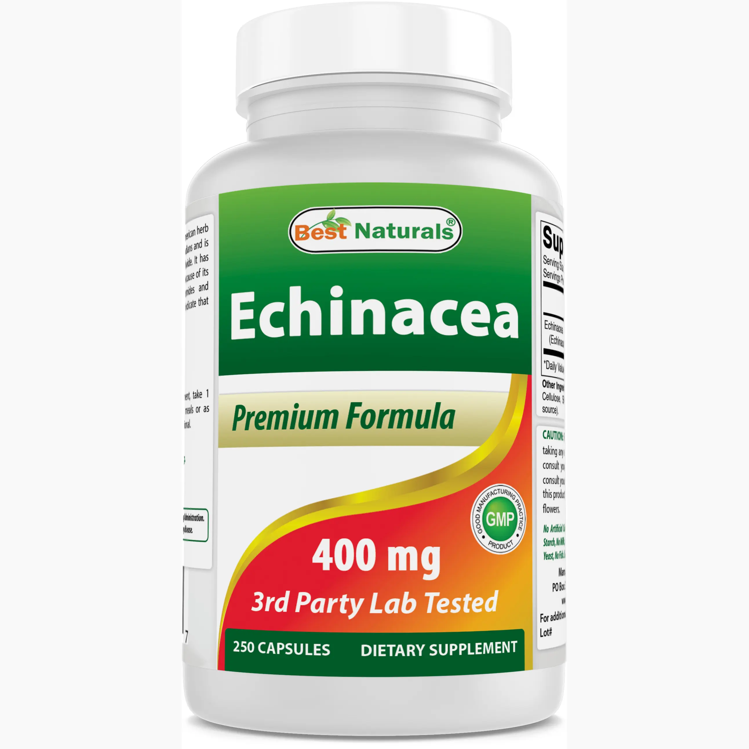 Best Naturals Echinacea 400 mg 250 Capsules - Supports Immune System & Healthy Respiratory Response - GMP Certified Dietary Supplement