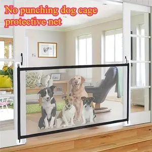 No punching expandable protective pet door, pet partition fence, adjustable portable design, easy indoor/outdoor