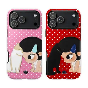 Cute Cat Girl Phone Case – Kawaii Cartoon Girl & Cat Aesthetic Cover,for iPhone 17/16/15/14/13/12/11 ProMax Plus for Samsung phones,an excellent gift for friend or fans.