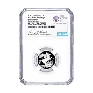 2025 Great Britain First Silver Sovereign Shield Privy - NGC PF70 ER Benedotto Pistrucci Facsimile Sign