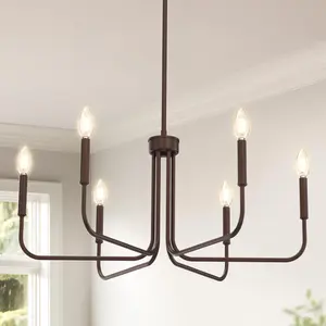 DORESshop Modern Chandelier for Dining Room, 6-Light 28" Farmhouse Chandelier, Dining Light Fixtures Over Table for Bedroom Hall Kitchen