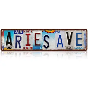 Vintage Aries Ave Wall Decor Street Signs Home Bar Coffee Metal Tin Signs 16 x 4 Inches