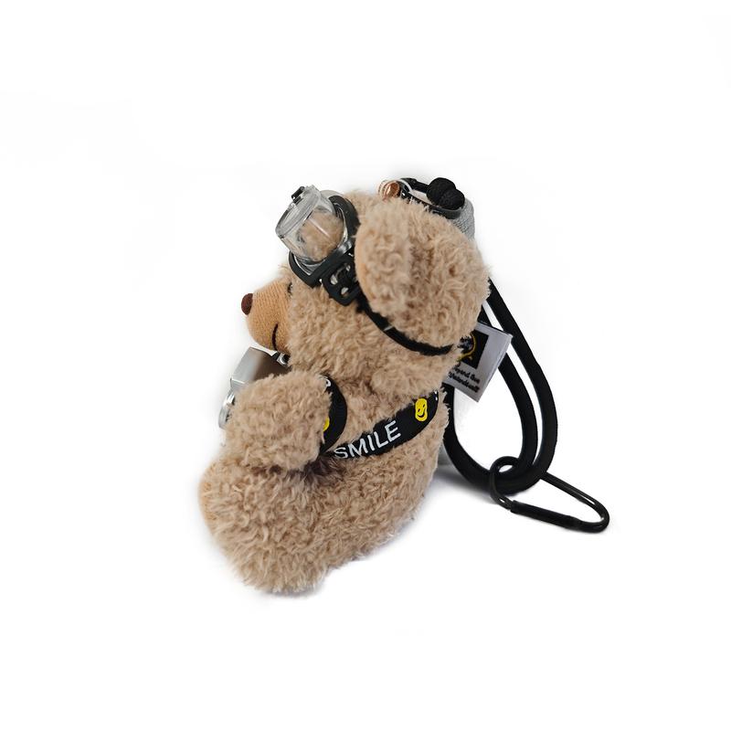 Cute Bear Bag Charms Plush Keychain with Flash Camera & Glass for Handbags Purses Totes Backpacks Adorable & Functional Accessory