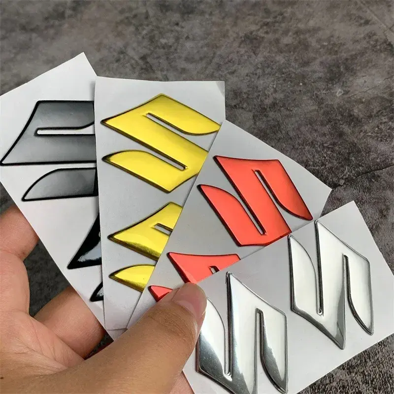 2pcs New Motorcycle Sticker 3D PVC for Suzuki Sticker S Logo 3D Tank Decal S Logo Gold Emblem Waterproof Decor