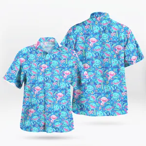 Fresh Summer – Youthful – Bold with the Wooper Pattern Hawaiian Shirt – Blue Tropical Vibes for PKM Fans