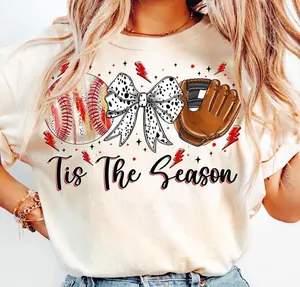 [Sale Up To 50%] Tis the Season Baseball Coquette Shirt, Game Day Baseball Bow T-Shirt, Gift For Mom Shirt