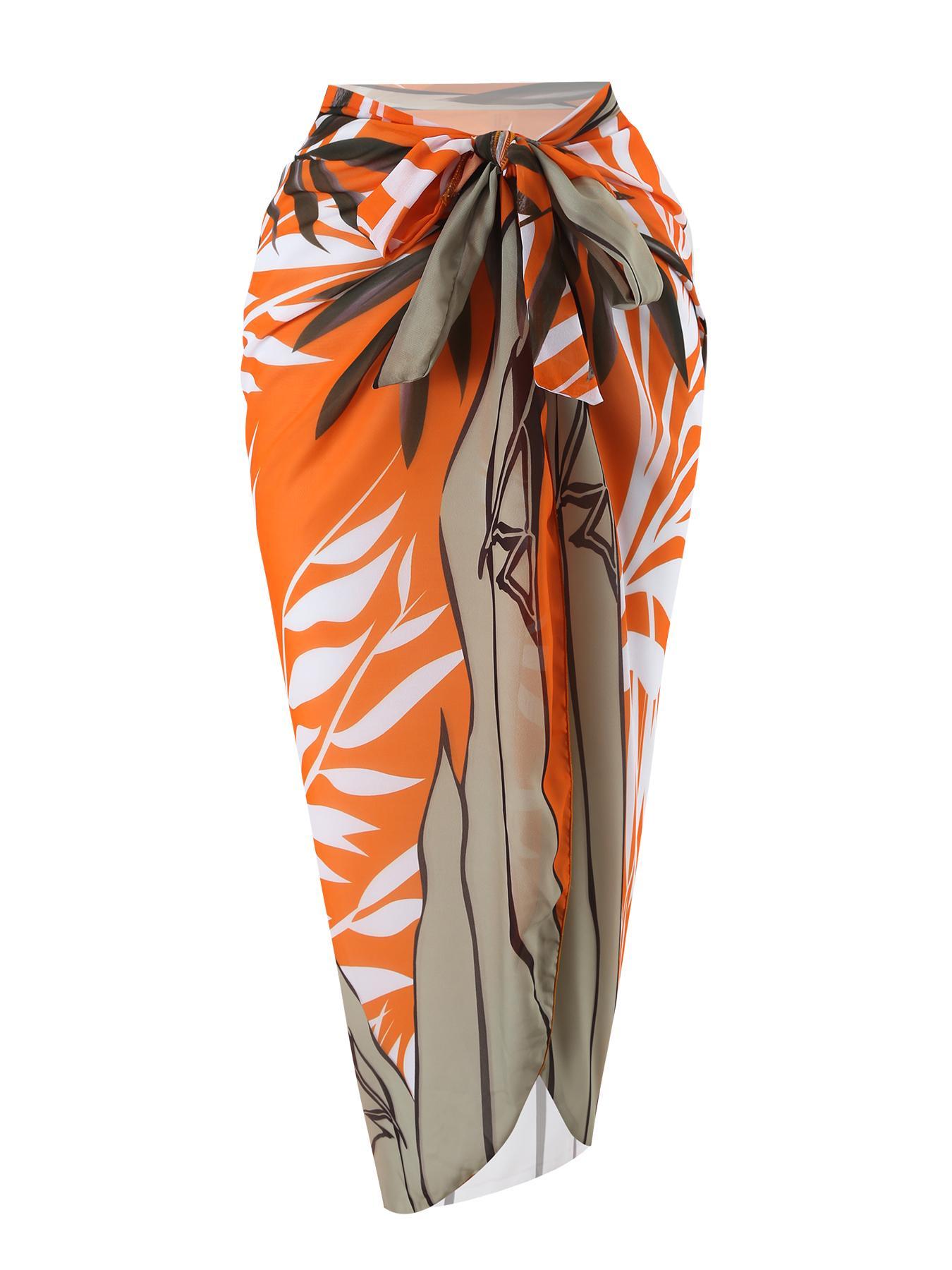 New European/American two-piece bikini swimsuit for women — sexy design with soft padding; three-piece set including a beach skirt, ideal for hot springs vacations.