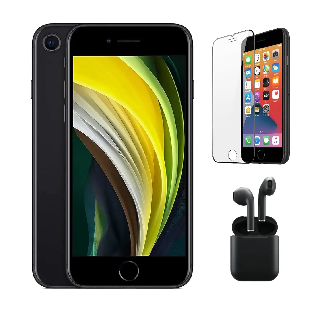 Refurbished Apple iPhone SE (2nd Gen) (Unlocked) A2275 Good Condition Bundle with Wireless Earbuds, Tempered Glass Screen Protector & 1 Year Warranty