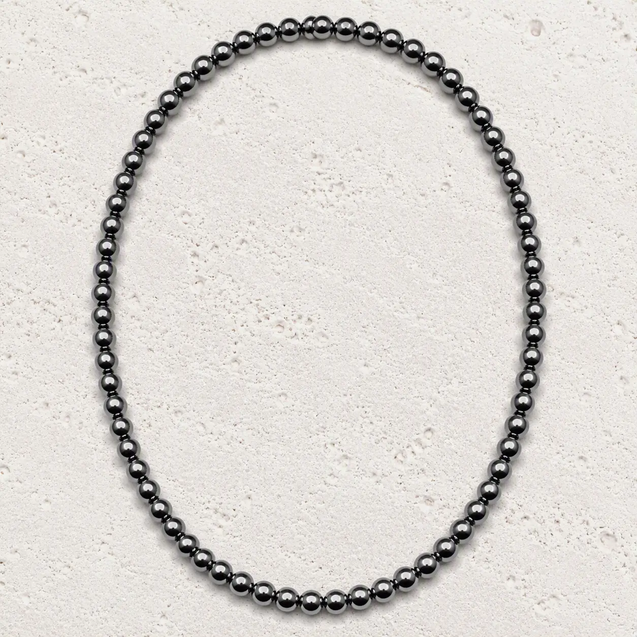 Hematite 6mm Stretch Necklace • Grounding, Focus, Inner Strength
